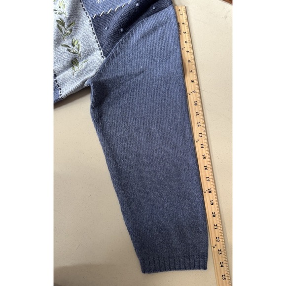 Croft & Barrow 3X Knit Zipper Sweater Cardigan Christmas Blue Snowflake Snowman - Picture 13 of 16